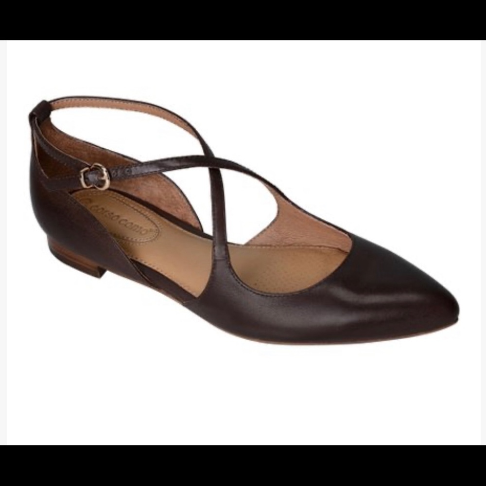 CC dark brown mandarin flats (never worn)